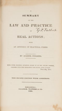 A Summary of the Law and Practice of Real Actions with an Appendix...
