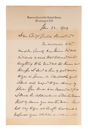 Item #73434 Autograph Letter, Signed, To Marcus P Knowlton, January 22, 1903. Manuscript, Oliver...