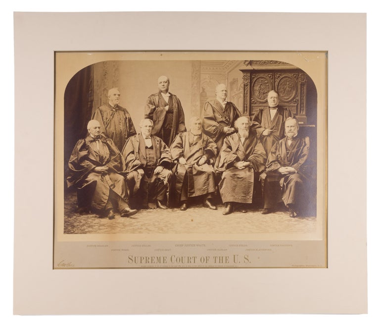 Item #73437 Group Portrait of the Waite Court, 20" x 24" in 24" x 27-1/2" Matte. United States Supreme Court, Charles Milton Bell.