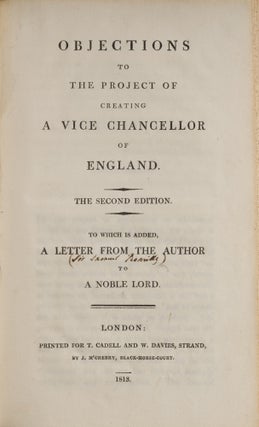 Objections to the Project of Creating a Vice Chancellor of England.