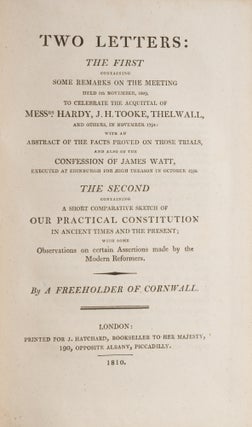 Two Letters: The First Containing Some Remarks on the Meeting Held...