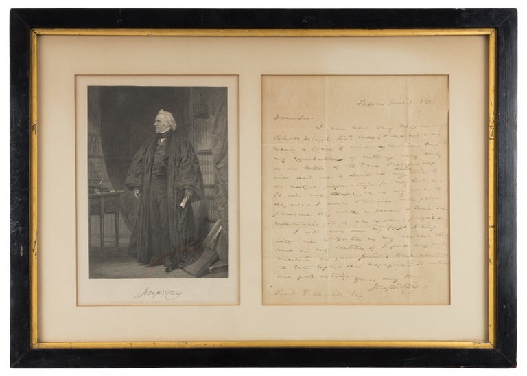 Item #73497 Autograph Letter, Signed, Salem, MA, June 9, 1829, Framed. Manuscript, Joseph Story, Samuel E. Sewall.
