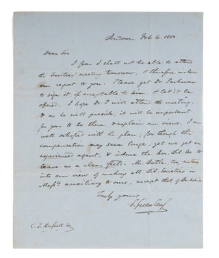 Item #73566 Autograph Letter, Signed, To Charles Theodore Russell, Andover, 1850. Manuscript,...