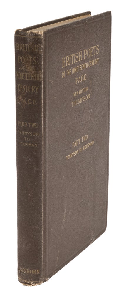 Item #73571 British Poets of the Nineteenth Century, Jessie Darrow's Copy. Curtis Hidden Page, Jessie Darrow.