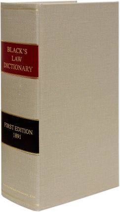 Item #73610 Black's Law Dictionary, First edition. 1st ed. Henry Campbell. Black's Law Dictionary...