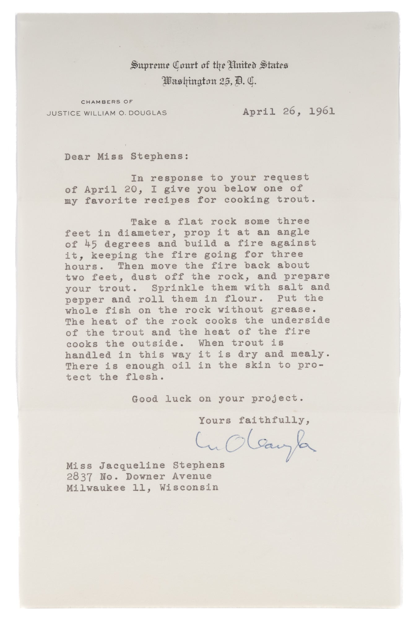 Two Typed Letters, Signed, On U.S. Supreme Court Letterhead, 1940