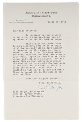 Item #73662 Typed Letter, Signed, On US Supreme Court Letterhead, April 26, 1961. Manuscript,...