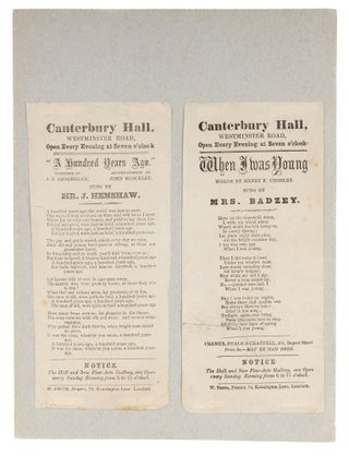 Item #73678 Five Handbills for Performances at Canterbury Music Hall, c1858. Handbills,...
