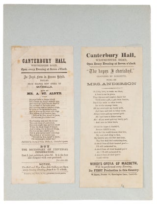 Five Handbills for Performances at Canterbury Music Hall, c1858.
