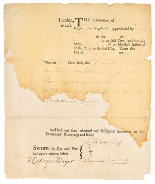 Item #73683 Statement Under Examination of Susanna Langbridge, London, May 1751. Manuscript,...