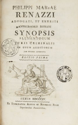 Synopsis Elementorum Juris Criminalis. First Edition, 1804.