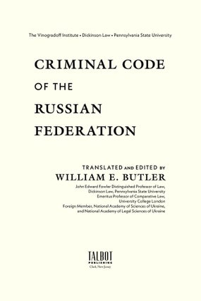 Criminal Code of the Russian Federation. September 2022.