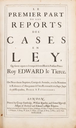 Le Premier Part de les Reports del' Cases en Ley...Edward III