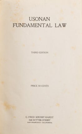 Usonan Fundamental Law, Third Edition. San Francisco, 1914.