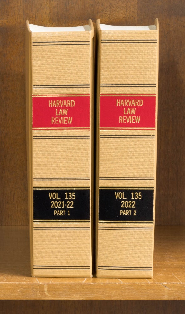Item #73918 Harvard Law Review. Vol. 135, no. 1-8 (2021-2022), in 2 books. Bound. Harvard Law Review Association.