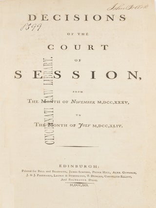 Decisions of the Court of Session, From the Month of November 1735...