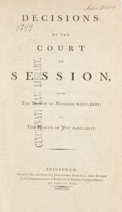Decisions of the Court of Session, From the Month of November 1735...