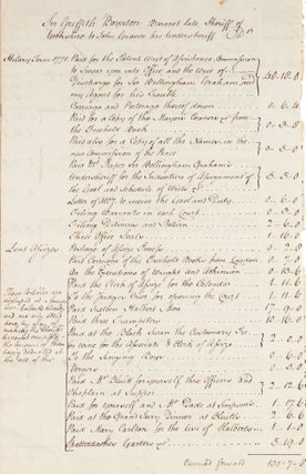 Item #73956 Sheriff's Accounting for Sir Griffith Boynton, Yorkshire, 1771-1772. Manuscript, Sir...