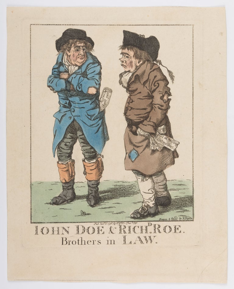 Item #74009 Iohn Doe & Richd Roe, Brothers in Law, hand-colored etching, 1796. Robert Dighton.