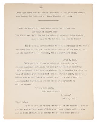 Copies of Correspondence Relating to "The Sex Side of Life," 1922-1925
