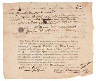 Item #74032 Summons to Appear as Referees in a Debt Dispute, Horsham, PA, 1846. Pennsylvania