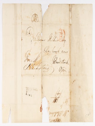 Item #74044 Franked Docketed Address Leaf, Signed, In Blackstone's Hand, c1766. Manuscript, Sir...