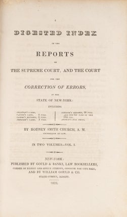 A Digested Index of the Reports of the Supreme Court... 2 vols. 1822.