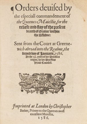 Orders Devised by the Especiall Commandement of the Queenes Maiestie..