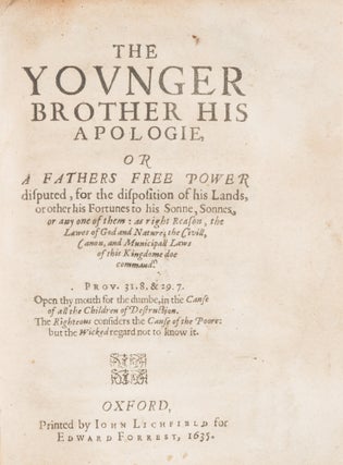 Item #74159 The Younger Brother His Apologie, Or a Fathers Free Power Disputed. John Ap-Robert