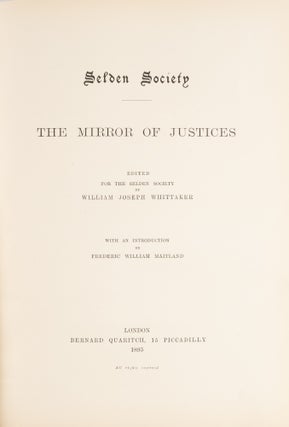 The Mirror of Justices. Selden Society, Volume 7 for 1893.