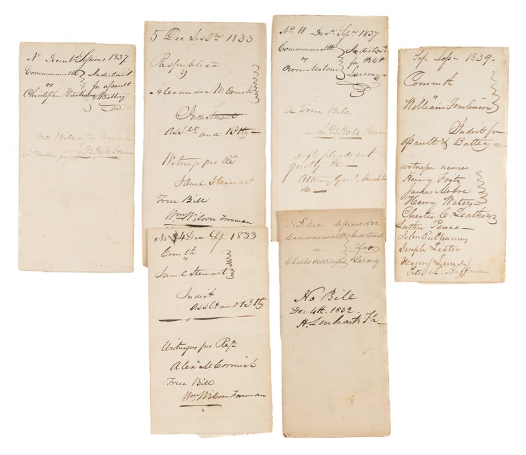 Item #74334 Six Manuscript Grand Jury Indictments, Lycoming County, PA, 1832-1839. Manuscript Archive, Pennsylvania.