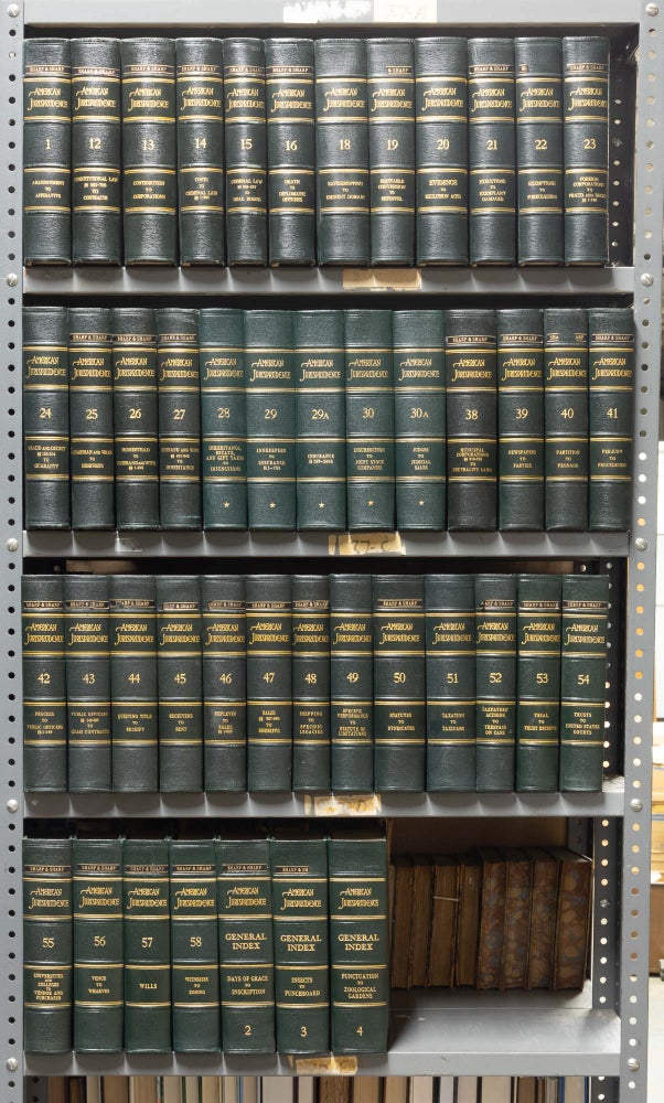 Item #74360 American Jurisprudence [1st] Volumes. 1; 12-16; 18-30A; 38-58. 45 bks. Lawyers Cooperative Publishing Co.