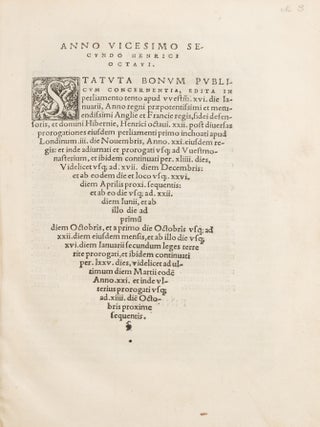 Anno Vicesimo Secundo Henrici Octavi: Statuta Bonum Publicum...