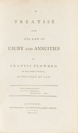 A Treatise Upon the Law of Usury and Annuities. London, 1797.