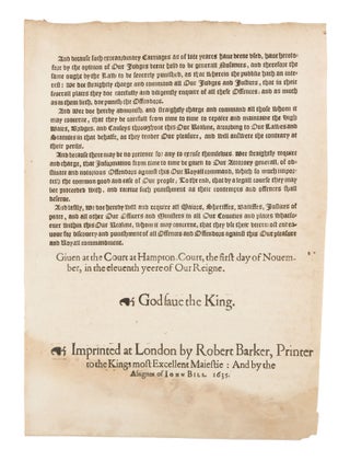 By the King: A Proclamation for Restraint of Excessive Carriages...
