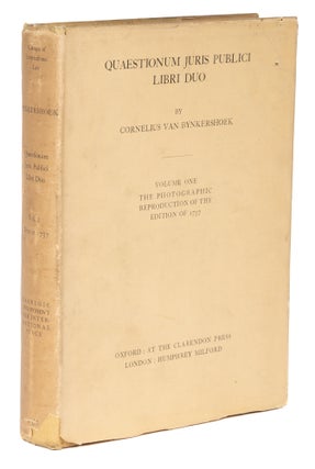 Item #74455 Quaestionum Juris Publici Libri Duo. Volume one. Latin text of 1737. Cornelius van...