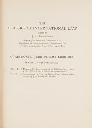 Quaestionum Juris Publici Libri Duo. Volume one. Latin text of 1737.