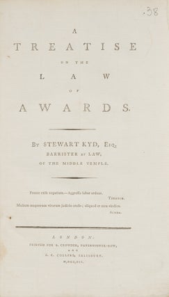 A Treatise on the Law of Awards, 1st edition, London, 1791.