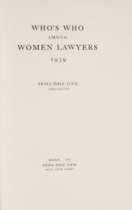 Who's Who Among Women Lawyers, Boston, 1939.