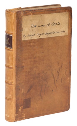 Item #74532 The Law of Costs. First edition. London, 1768. Joseph Sayer