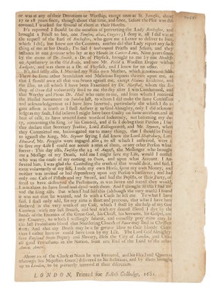 A True Copy of the Dying Words of Mr. Stephen Colledge....