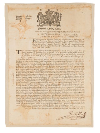 Item #74584 Province of the Massachusetts-Bay, &c, Jeremiah Allen, Gent. Taxation, Massachusetts
