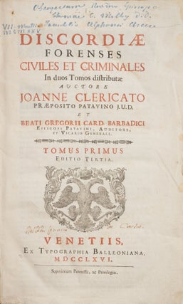 Discordiae Forenses Civiles et Criminales in Duos Tomos Distributae.