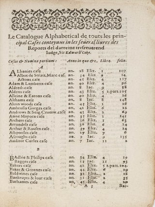 Un General Table, A Touts les Severall Livres de les Reports de la...