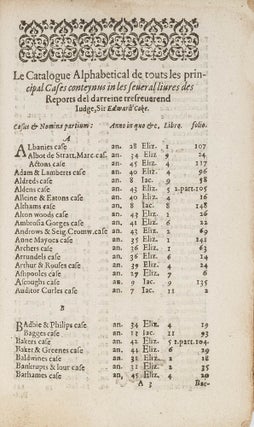Un General Table, A Touts les Severall Livres de les Reports de la...