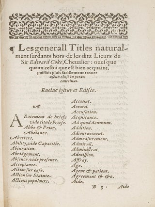 Un General Table, A Touts les Severall Livres de les Reports de la...