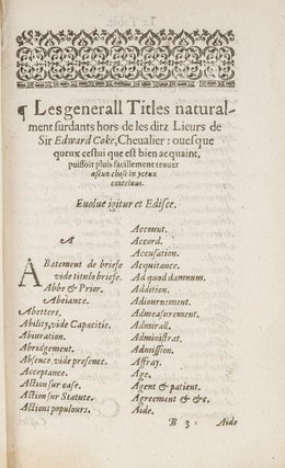Un General Table, A Touts les Severall Livres de les Reports de la...