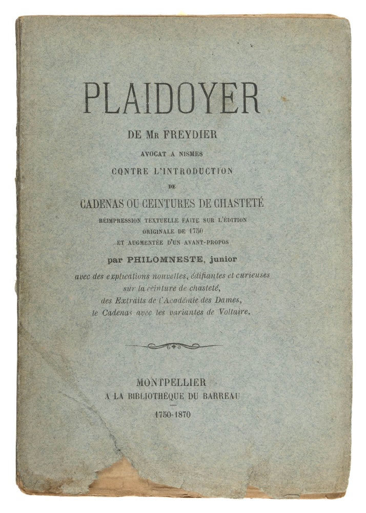 Item #74675 Plaidoyer de Mr Freydier, Avocat a Nismes, Contre l'Introduction. Monsier Freydier, Gustave Brunet.