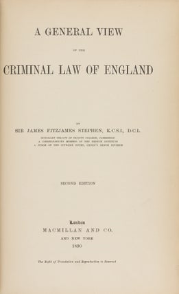A General View of the Criminal Law of England.