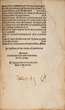 Thys is a True Copy of the Ordynaunce Made in the Tyme of the Reygne..